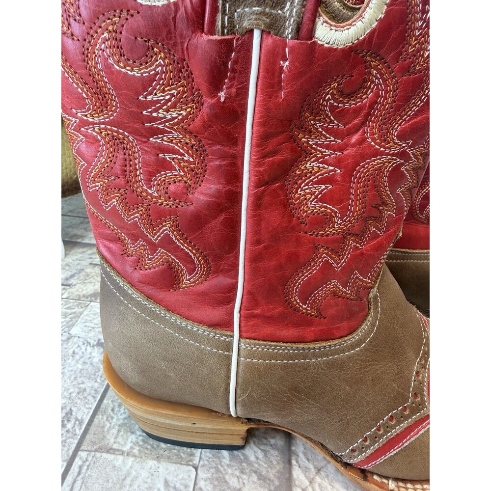 Stephy Big Girl Cowgirl Boots Boots By Lamas Square Toe Brown Leather US 5.5 - Picture 8 of 16